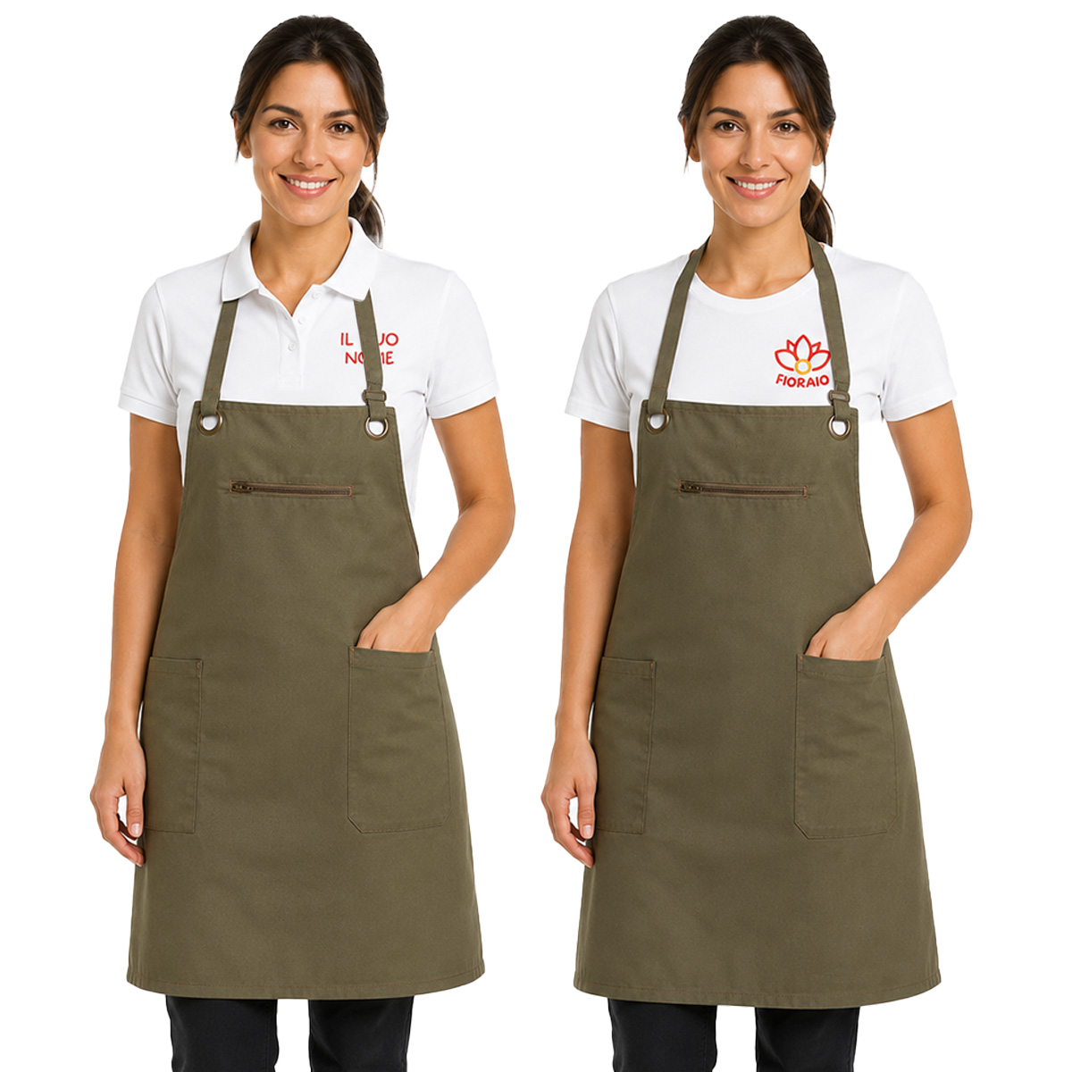 Kit Fioraio Donna Maglietta Polo e Grembiule in diverse misure e colori